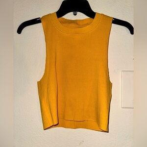 Aerie yellow orange ribbed cropped tank M summer beach